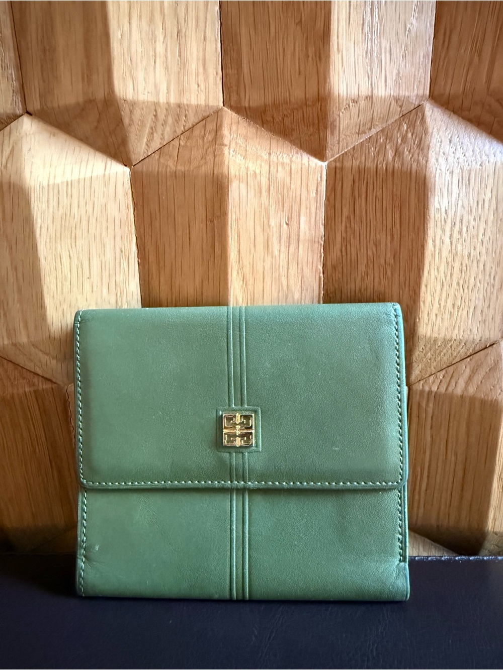 Givenchy Olive Green Leather Bi-fold Wallet